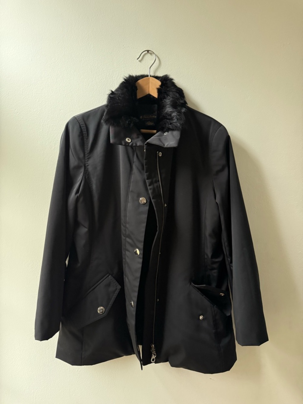 Brooks Brothers Black Rain system coat, woven in Italy by Loro Piana